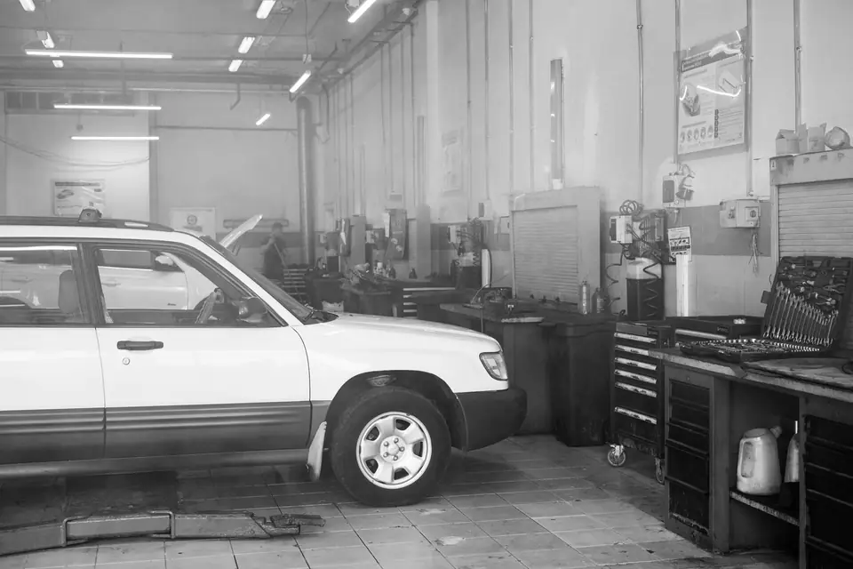 Clean, professional automotive workshop